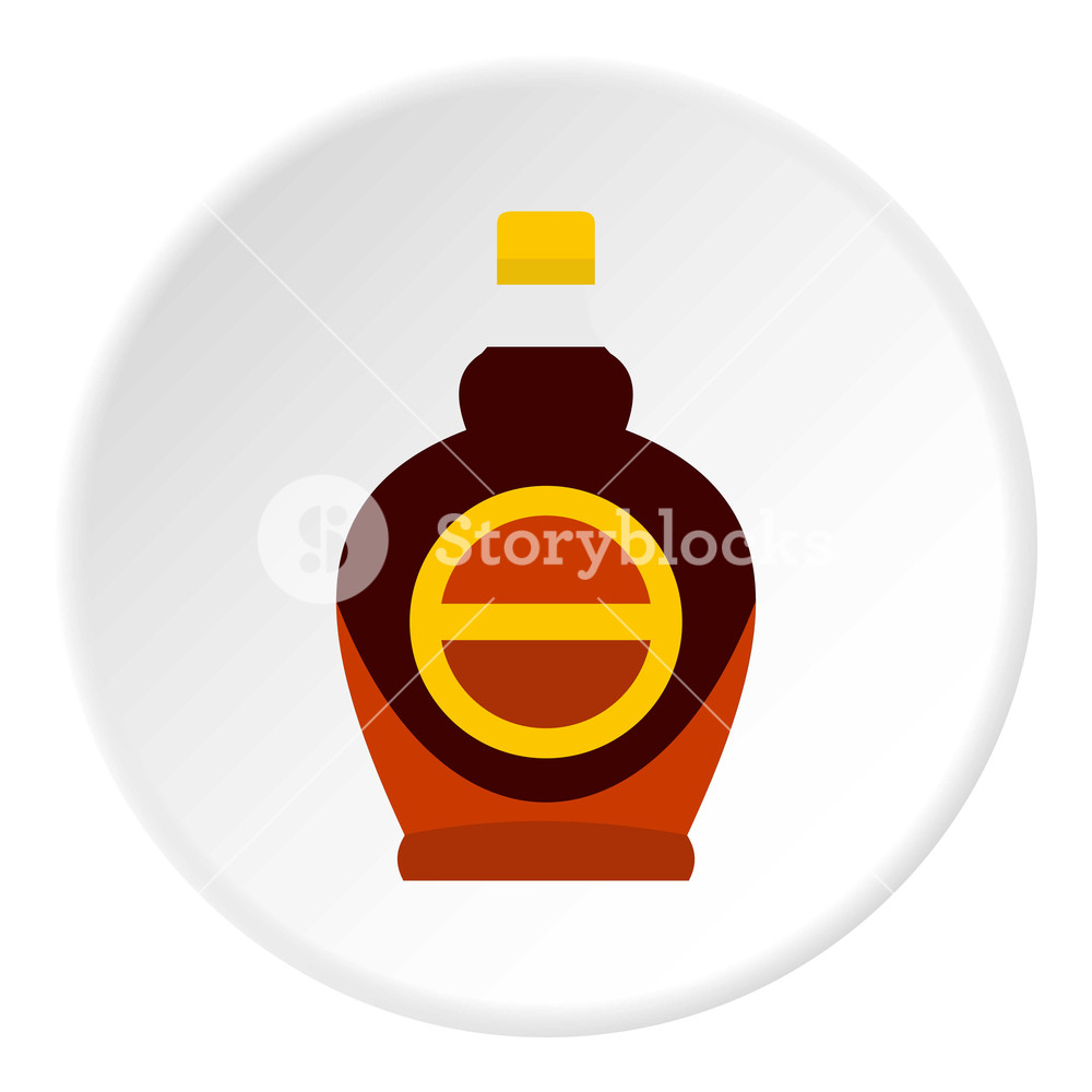1000x1000 Bottle Of Maple Syrup Icon In Flat Circle Isolated On White Vector