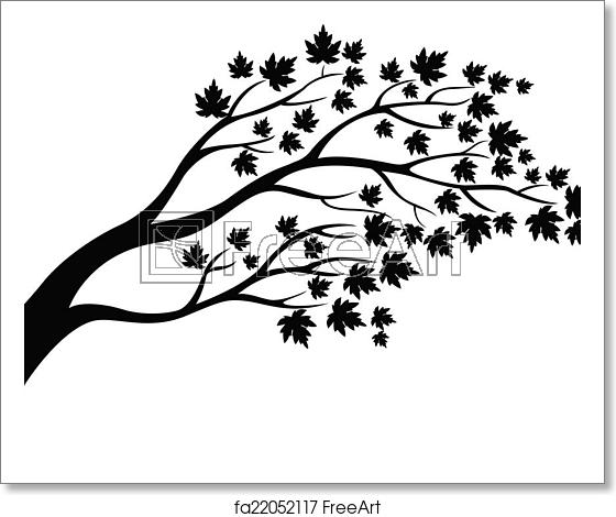 560x470 Free Art Print Of Maple Tree Silhouette Vector Illustration