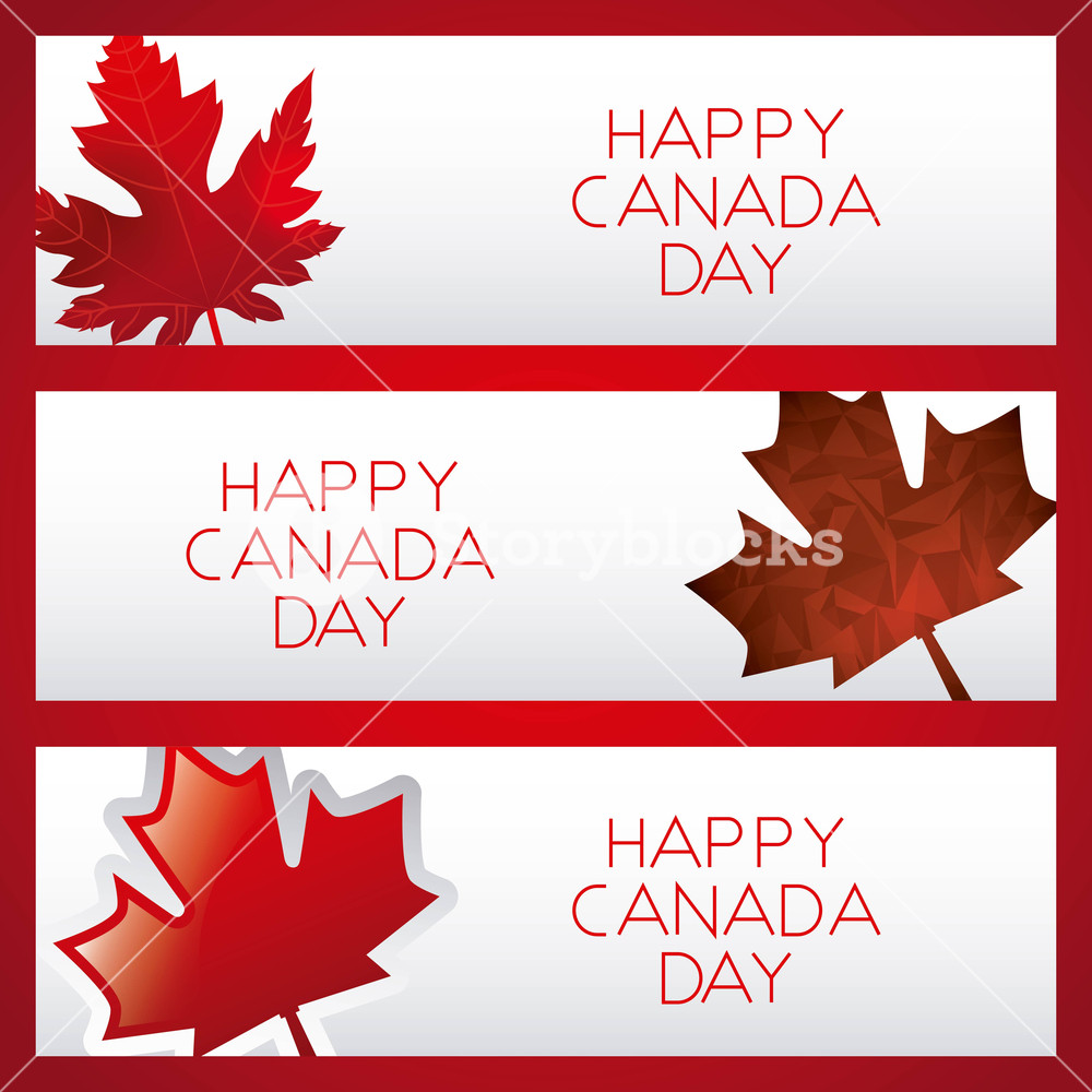 1000x1000 Happy Canada Day Card Banner With Leave Maple Vector Illustration