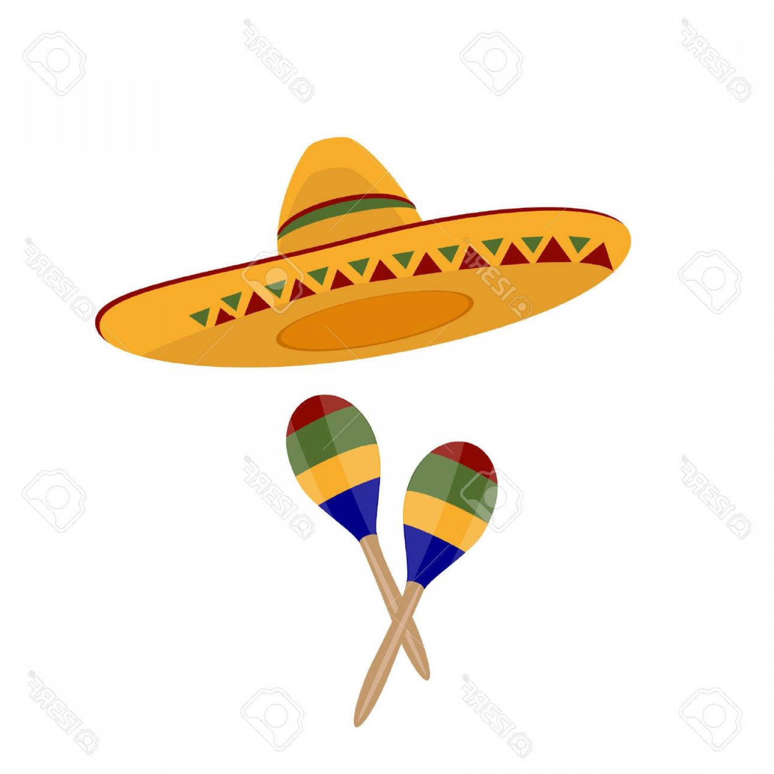 1560x1560 Photostock Vector Sombrero Mexican Hat Maracas Vector Sombrero
