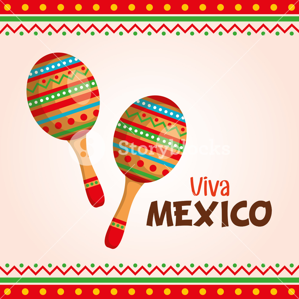 1000x1000 Viva Mexico Label With Maracas Vector Illustration Design Royalty