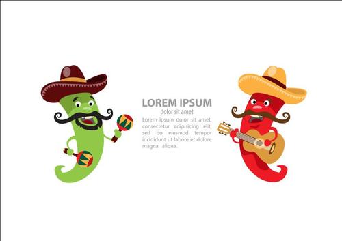 500x353 Cartoon Chili Character Playing Guitar And Maracas Vector Free