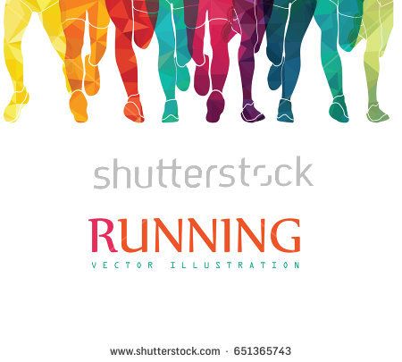450x405 Running Marathon, People Run, Colorful Poster Vector Illustration