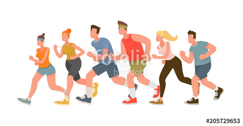 500x260 Running People Marathon Vector Illustration Stock Image