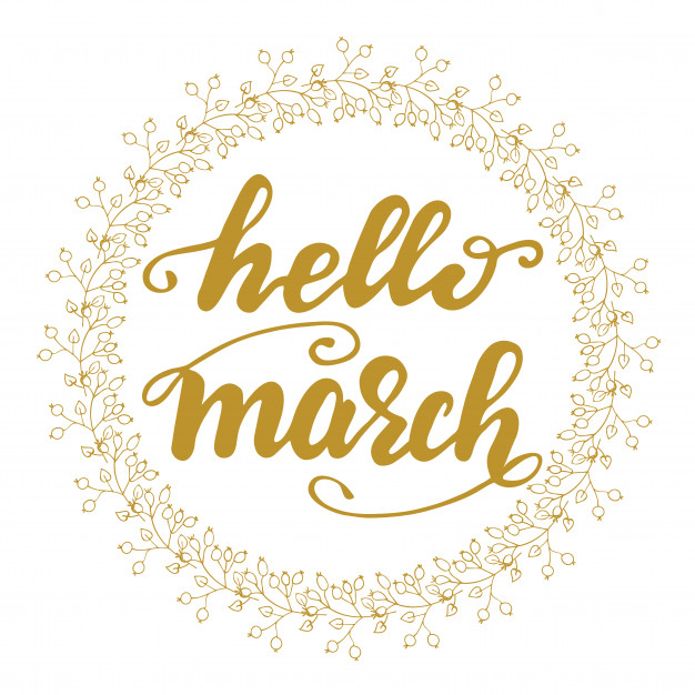 626x626 Banner Design With Lettering Hello March Vector Illustration