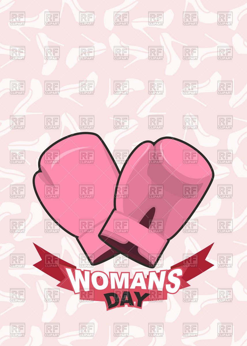 857x1200 International Women's Day Pink Boxing Gloves March Vector