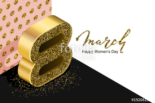 500x334 March Vector Bannerd, International Women's Day Golden Number