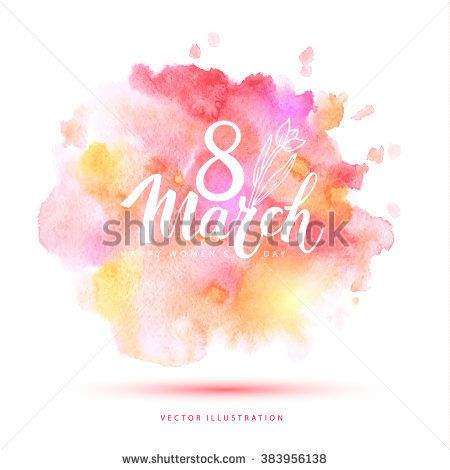 450x470 March Vector Watercolor Card Martie Illiustratcii