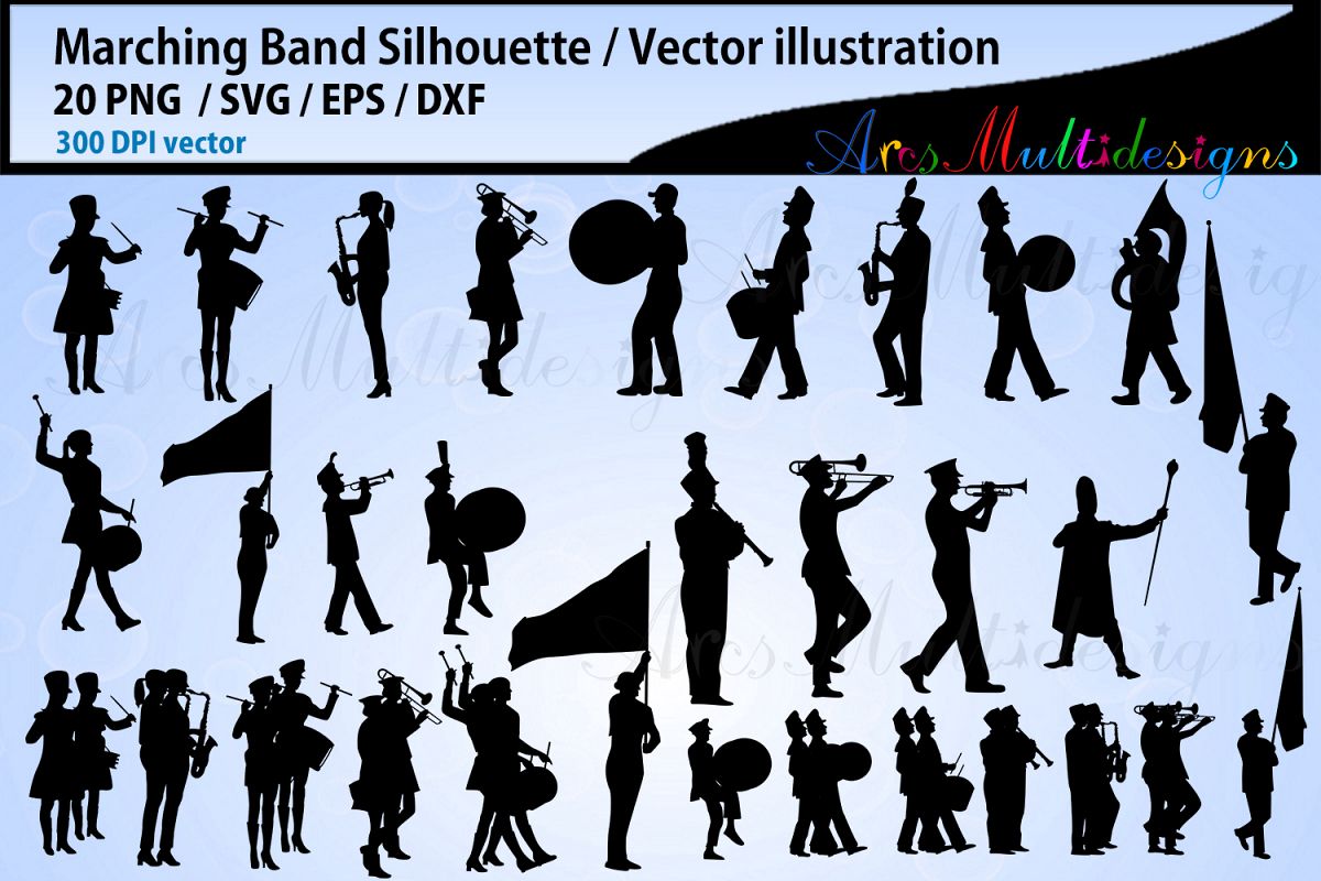 Marching Band Silhouette Bundle, Band Bundle, Vector 1200x800 Marching Band Silhouette Bundle, Band Bundle, Vector