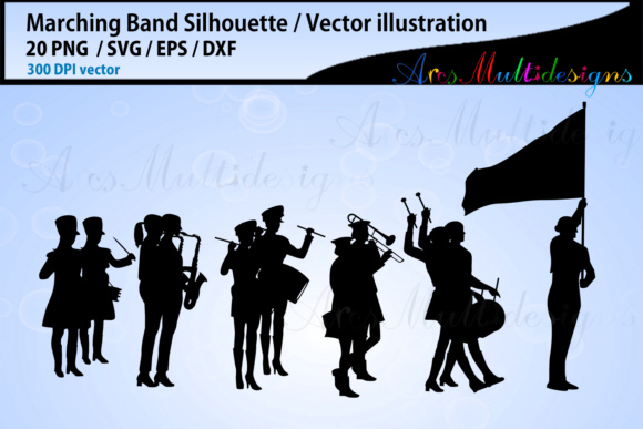 Marching Band Silhouette Bundle Graphic 580x387 Marching Band Silhouette Bundle Graphic