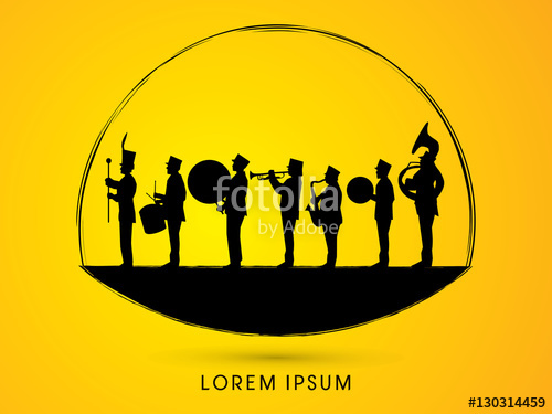 Silhouette Marching Band, Parade, Graphic Vector Stock Image 500x375 Silhouette Marching Band, Parade, Graphic Vector Stock Image