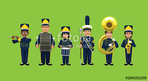 500x274 Marching Band Cute Cartoon Characters Vector Stock Image