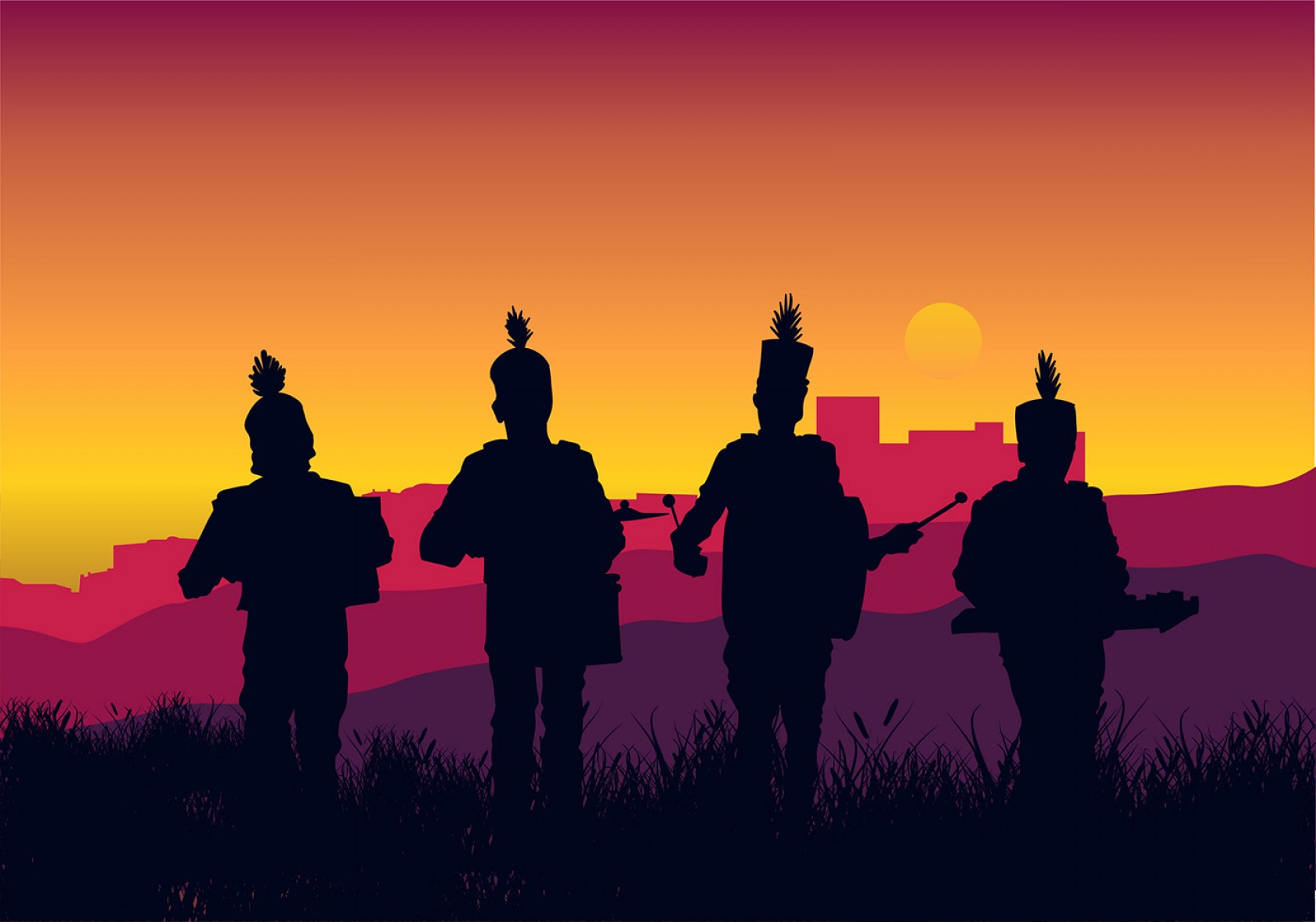 1680x1176 Marching Band Silhouette Country Free Vector Studiogrfx
