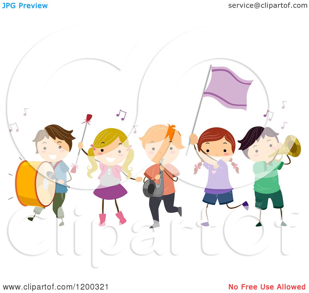 1080x1024 Cartoon Of A Group Of Children Playing In A Marching Band