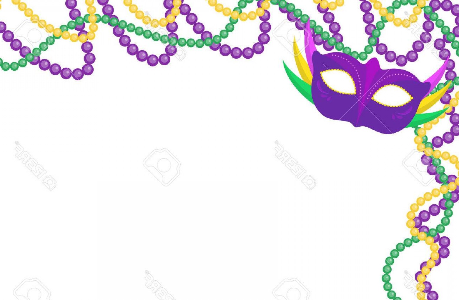 1560x1020 Photostock Vector Mardi Gras Beads Colored Frame With A Mask