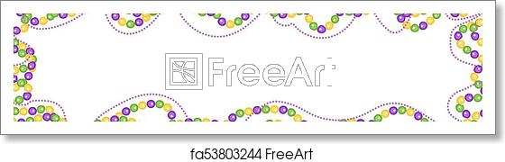 560x180 Free Art Print Of Mardi Gras Beads Colored Frame, Isolated