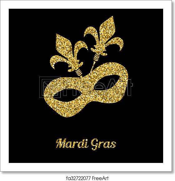 561x581 Free Art Print Of Mardi Gras Mask From Gold Glitter Venetian