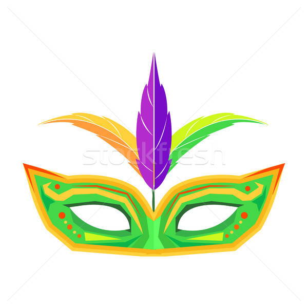 600x600 Mardi Gras Mask With Feathers Isolated Vector Vector Illustration
