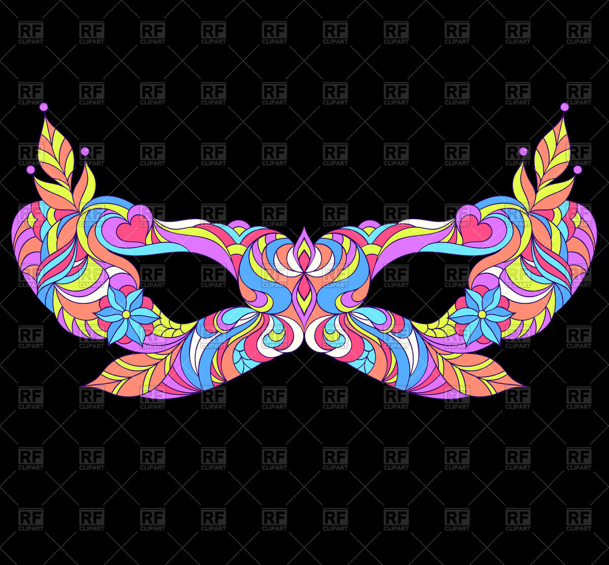 1200x1114 Mardi Gras Mask On Black Background Vector Image Of Signs, Symbols