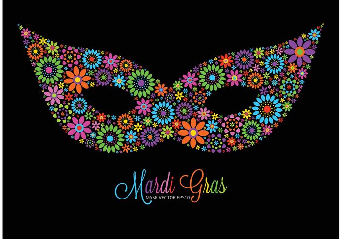 700x490 Free Vector Colorful Flowers Mardi Gras Mask Free Vectors Ui