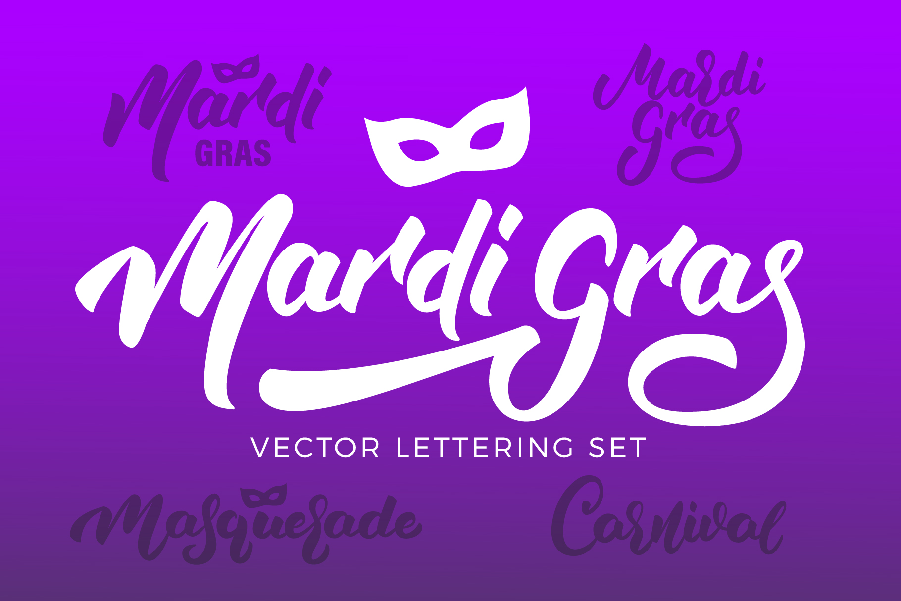 1820x1214 Mardi Gras Vector Lettering Set
