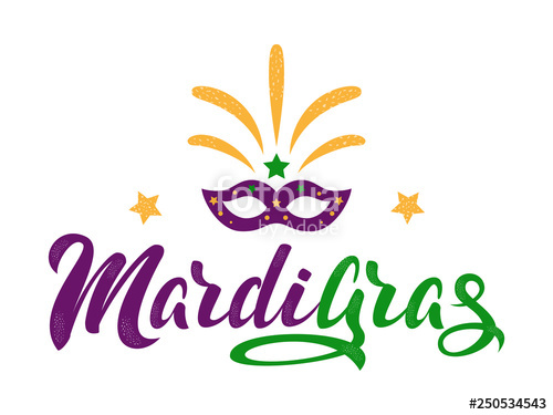 500x375 Mardi Gras Purple And Green Text With Masquerade Mask