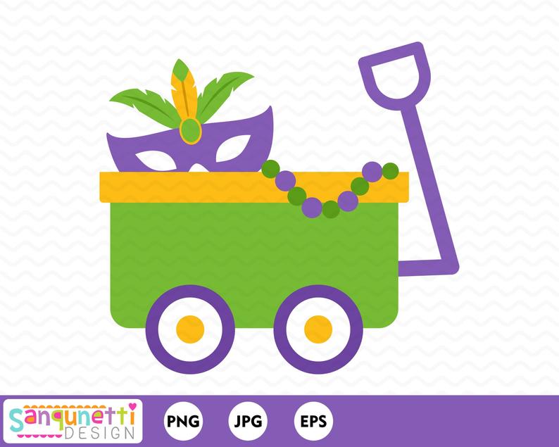 794x635 Mardi Gras Clipart Wagon Vector Art Instant Download Etsy