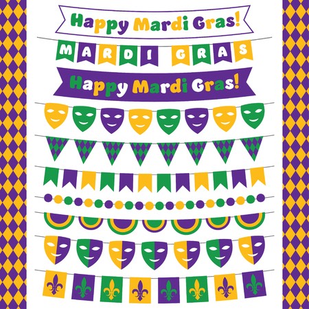 450x450 Mardi Gras Vector Bunting Banners Set Royalty Free Vector Graphics