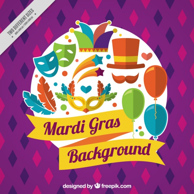 626x626 Mardi Gras Background With Colorful Elements Vector Free Download