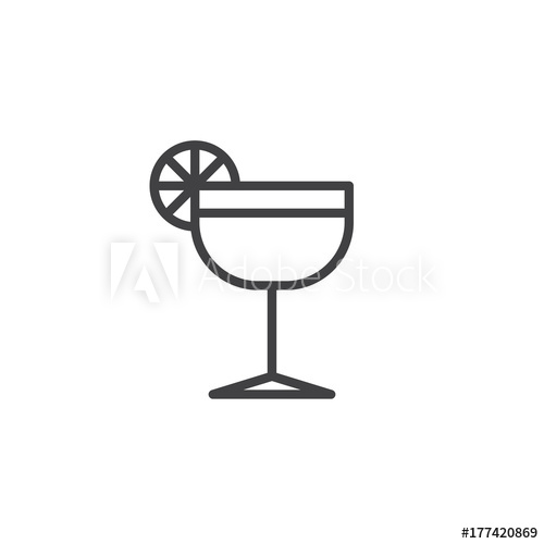 500x500 Margarita Glass With Lime Line Icon, Outline Vector Sign, Linear