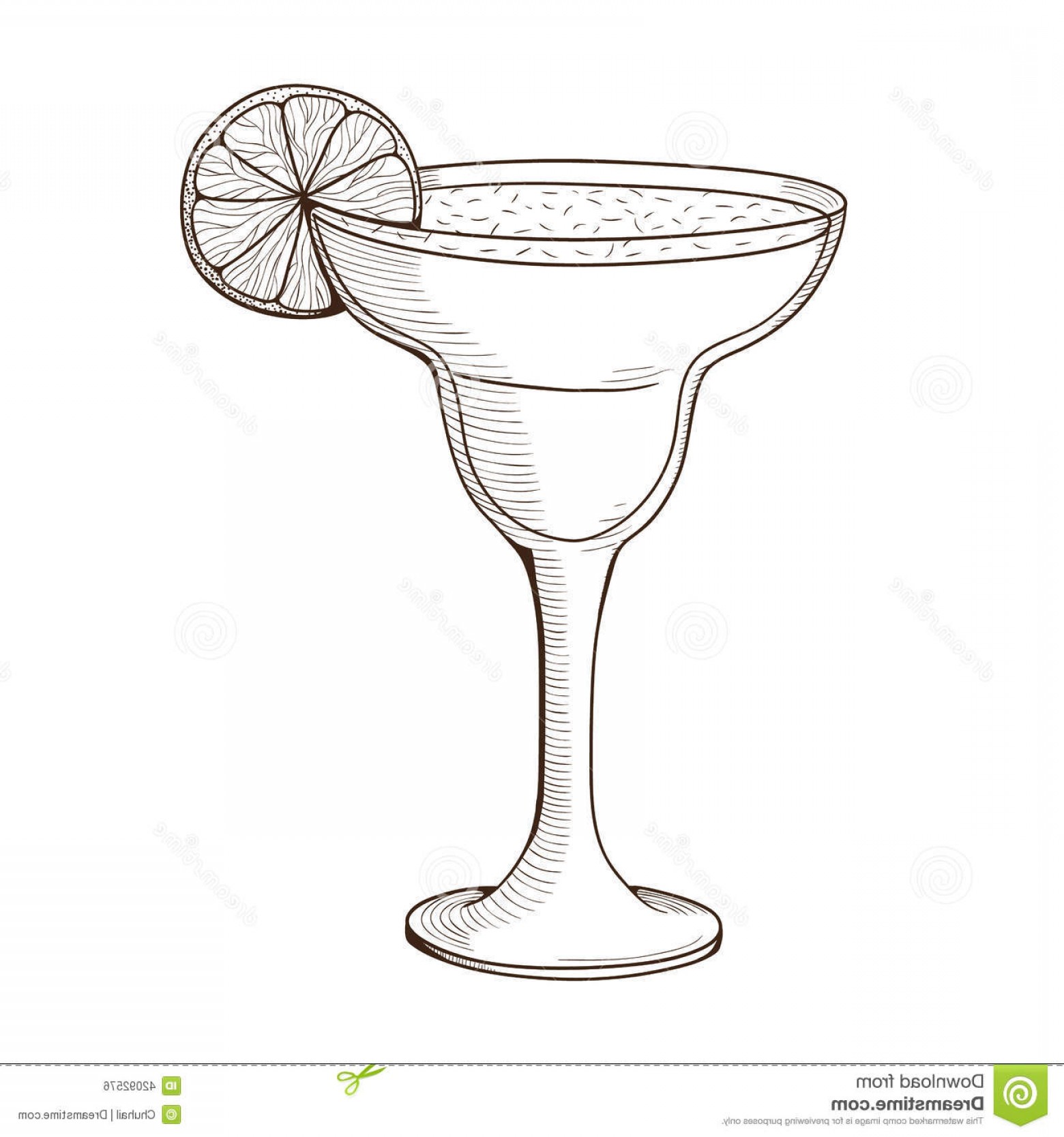 1560x1668 Stock Illustration Margarita Cocktail Glass Summertime Vacations