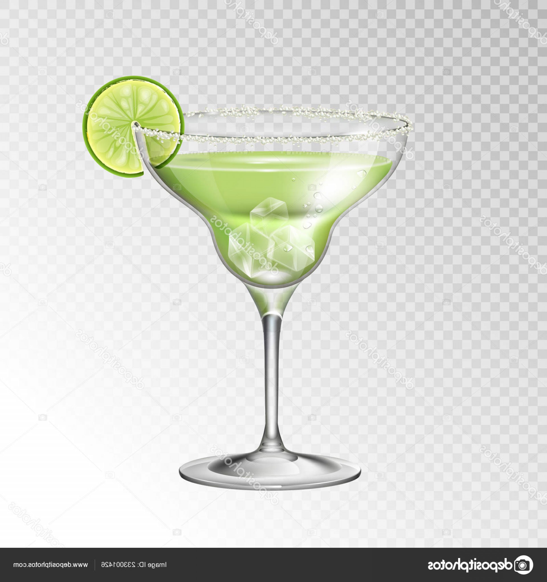 1920x2040 Stock Illustration Realistic Cocktail Margarita Glass Vector