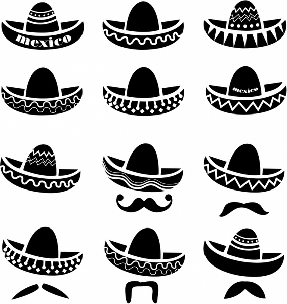 567x600 Mexican Sombrero Hat With Moustache Free Vector In Adobe