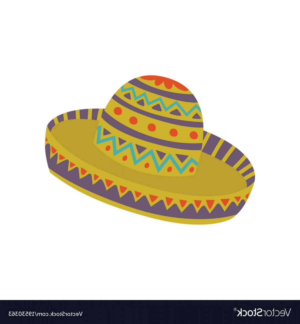 1198x1296 Sombrero Hat With Mexican Ornament Cartoon Vector Createmepink