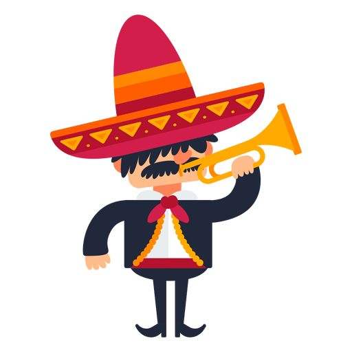 512x512 Mariachi Playing Trumpet Cartoon