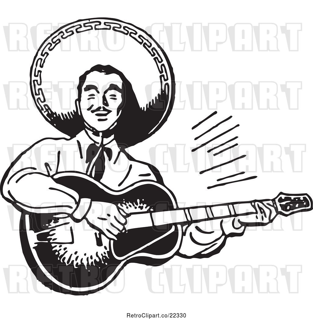 1024x1044 Vector Clip Art Of Retro Happy Mexican Mariachi Guitarist