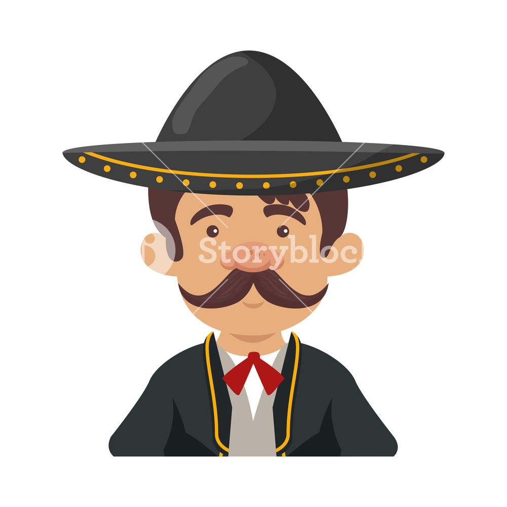 1000x1000 Traditional Mexican Mariachi Character Vector Illustration Design