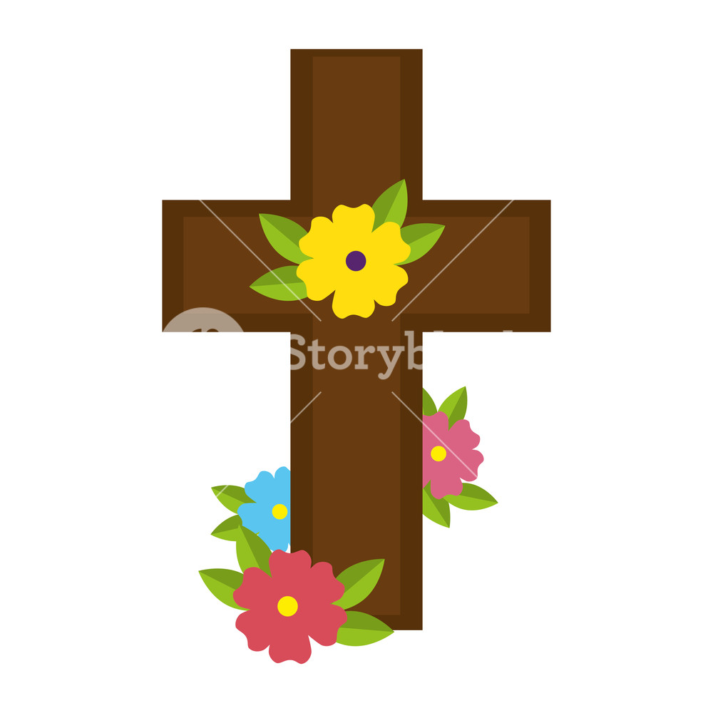 Wooden Cross With Marigold Flowers Vector Illustration Design 1000x1000 Wooden Cross With Marigold Flowers Vector Illustration Design