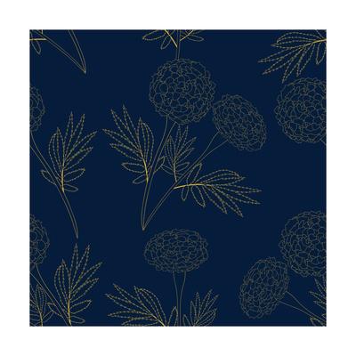 Yellow Marigold On Indigo Blue Background Vector Illustration Art 400x400 Yellow Marigold On Indigo Blue Background Vector Illustration Art