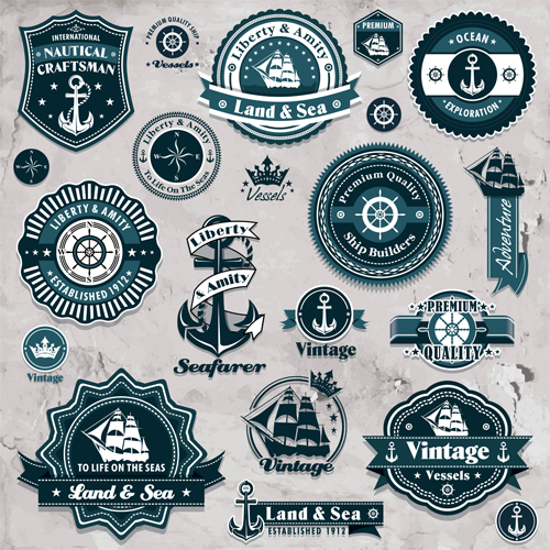 Marine Labels And Decor Vector Collection Free Download 500x500 Marine Labels And Decor Vector Collection Free Download