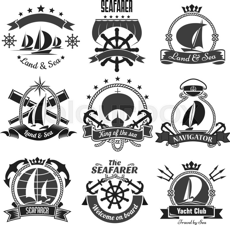 800x781 Nautical Symbols And Badges For Yacht Stock Vector Colourbox