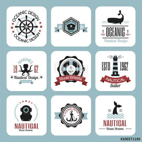 500x500 Sea Marine Vector Nautical Logo Icons Sailing Themed Label