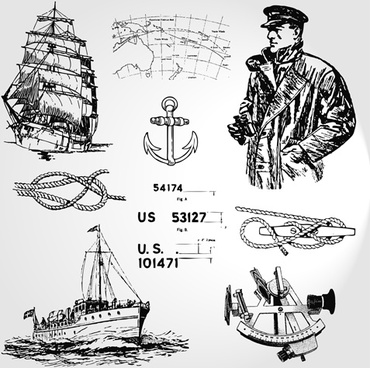 Vector Marine Elements Set Free Vector Download 370x368 Vector Marine Elements Set Free Vector Download