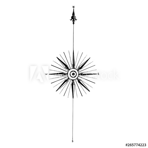 500x500 Vintage Compass Wind Rose Icon Vector Logo Design Template Wind