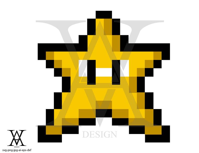 794x613 Mario Bros Pixel Clipart Star Vector Instant Download Etsy