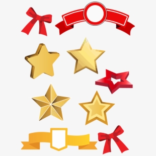 310x310 Red Yellow Pointed Star Ribbon Vector Image Png