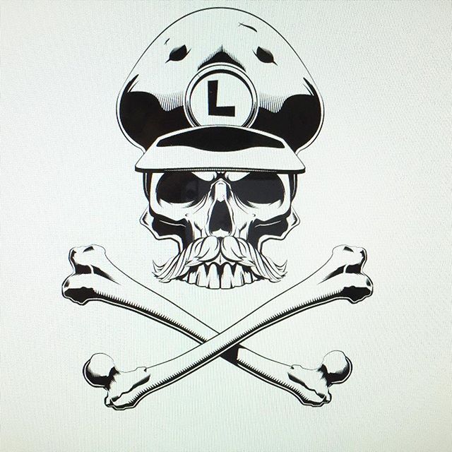 Luigi Of Super Mario Bros Skull And Crossbones Vector Art 640x640 Luigi Of Super Mario Bros Skull And Crossbones Vector Art