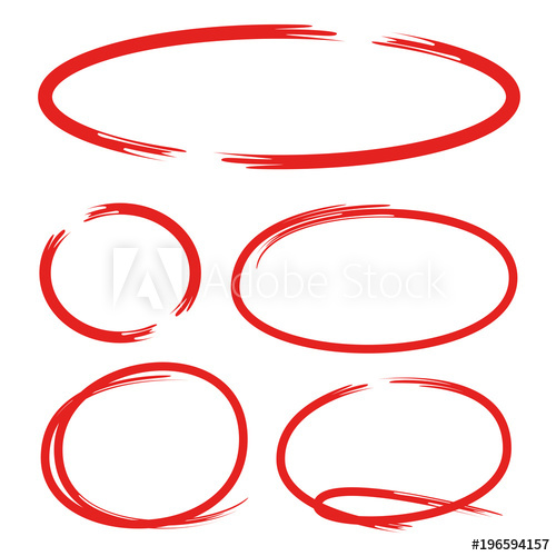 500x500 Red Hand Drawn Circle And Oval Marker Elements