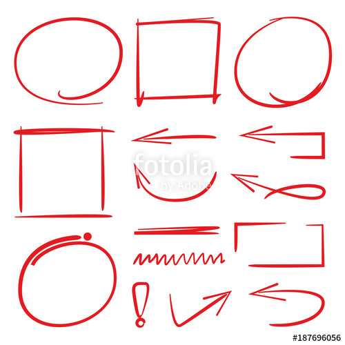 500x500 Red Hand Drawn Circle Markers, Arrows Stock Image And Royalty