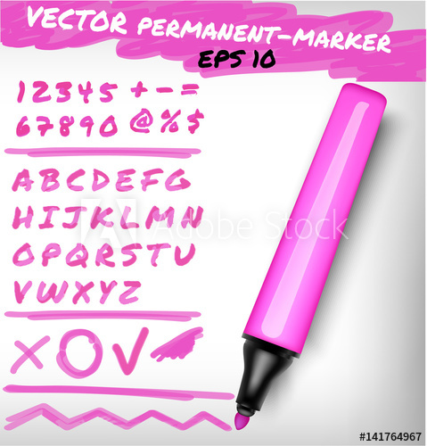 Pink Color Open Permanent Marker Pen, Handwritten Digits Set 479x500 Pink Color Open Permanent Marker Pen, Handwritten Digits Set
